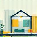 Icona stilizzata di un progetto di interior design in 3D, che mostra la fase di progettazione digitale.